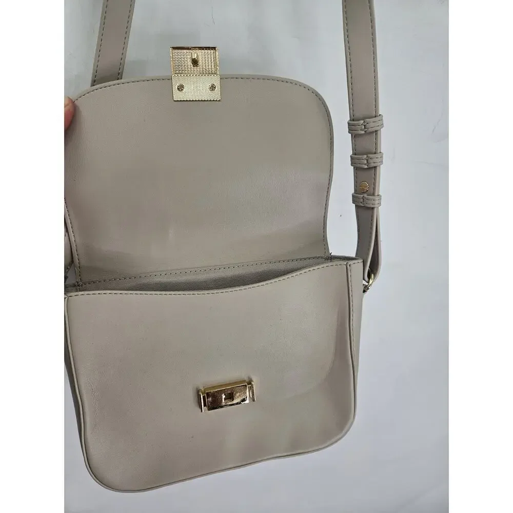 LOFT Modern Shoulder Bag Cream Faux Leather Purse Chic Elegant Cocktail Party